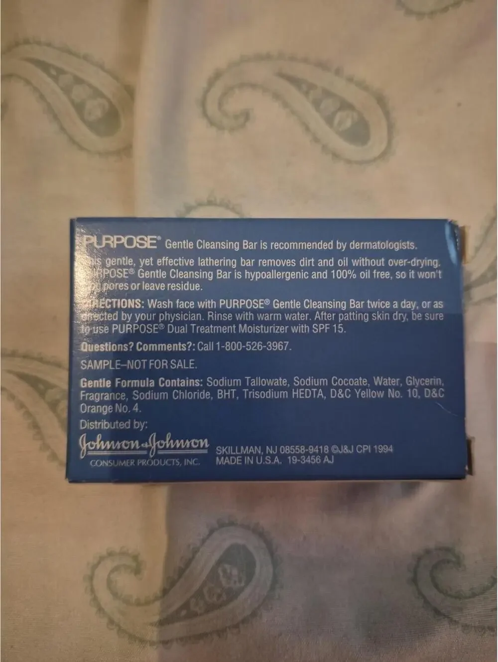 Johnson & Johnson Purpose Gentle Cleansing Bar 1.25 Oz